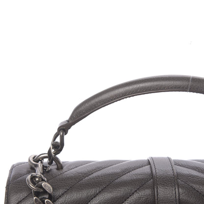 Saint Laurent Matelasse Chevron Monogram Medium College Bag Gray 12 of 23