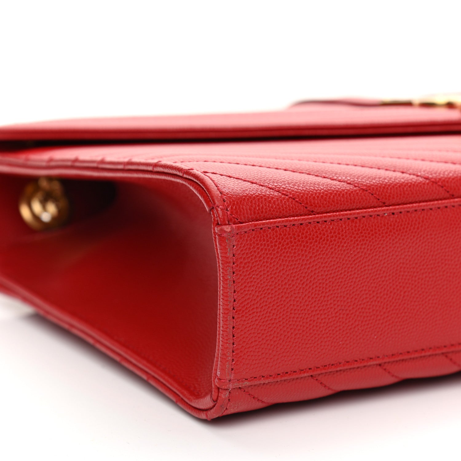 Saint Laurent Grain De Poudre Matelasse Chevron Large Monogram Satchel Lipstick Red 8 of 11