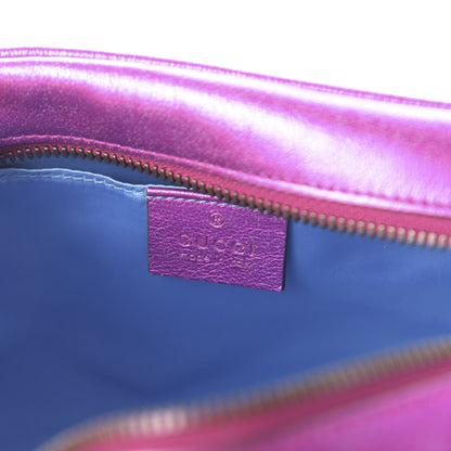 Gucci Laminated Nappa Matelasse Small GG Marmont Chain Shoulder Bag Fuxia Rosso Rosa 8 of 10
