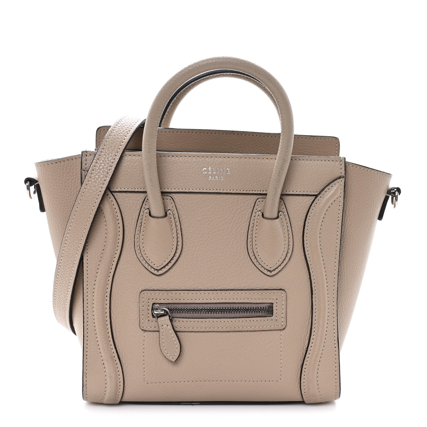 Celine Drummed Calfskin Nano Luggage Dune 1 of 11