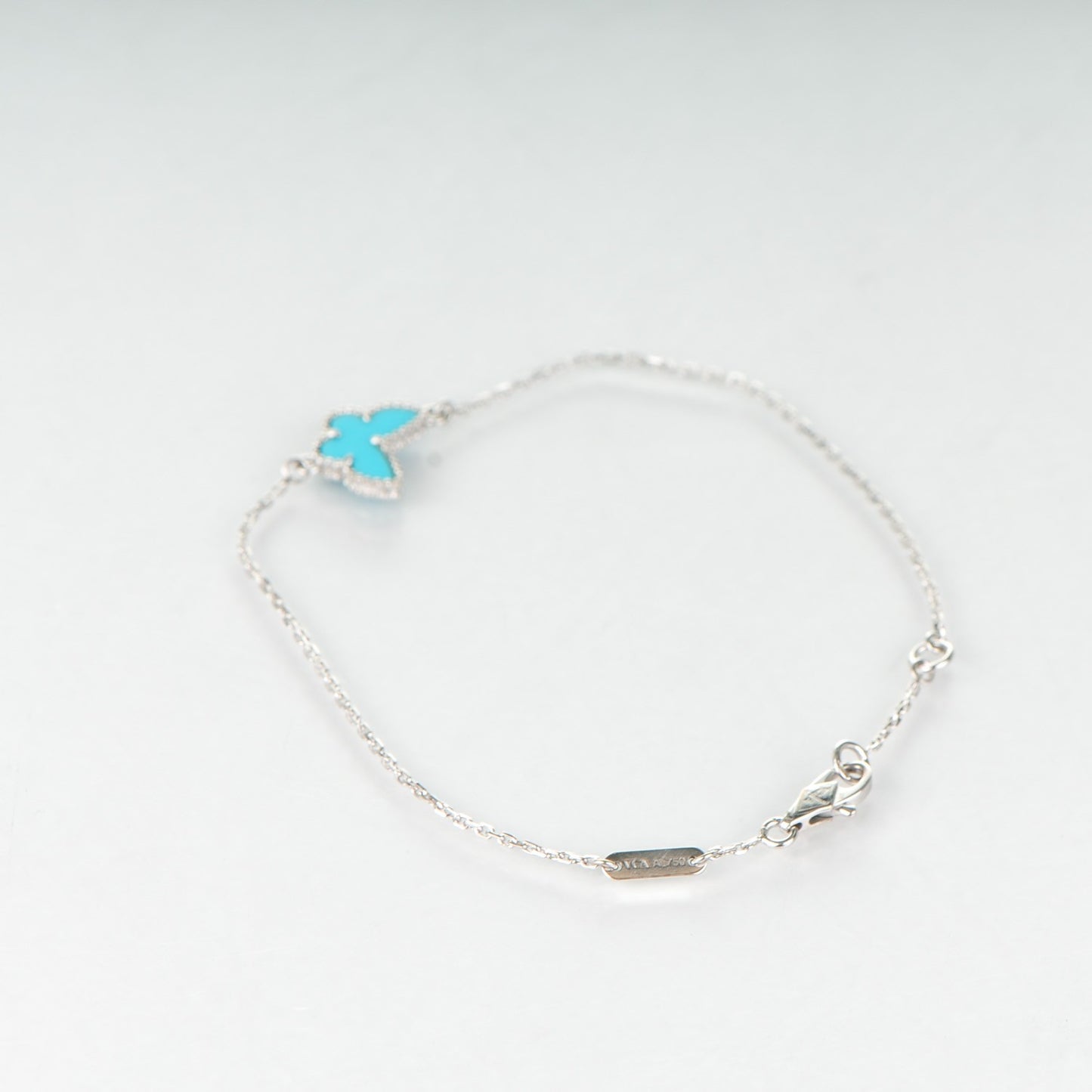 18K White Gold Turquoise Sweet Alhambra Butterfly Bracelet