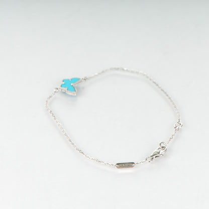 Van Cleef & Arpels 18K White Gold Turquoise Sweet Alhambra Butterfly Bracelet 3 of 6