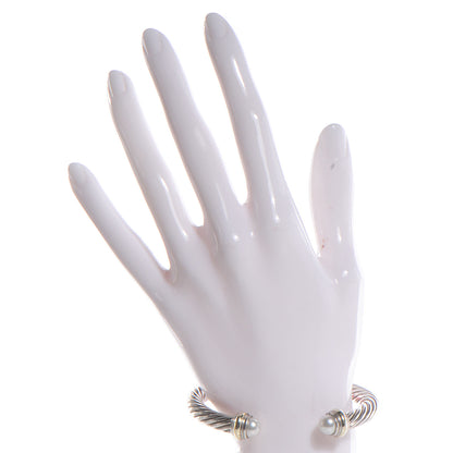 David Yurman Sterling Silver 14K Yellow Gold Pearl 7mm Cable Classics Bracelet 2 of 6