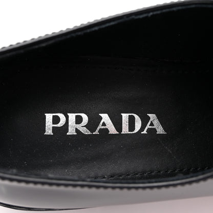 Prada Spazzolato Metal Triangle Logo 50mm Loafers 39 Black 8 of 10