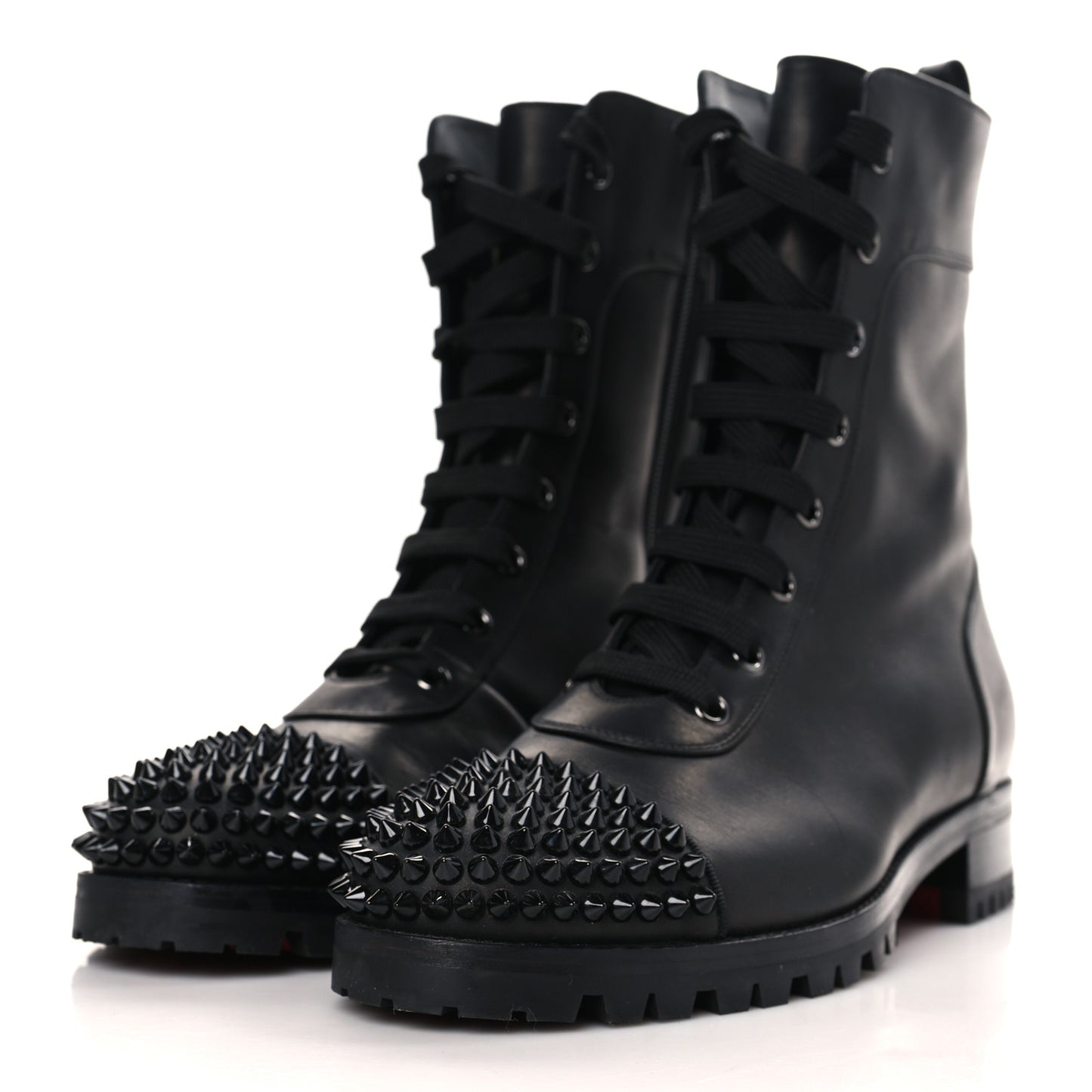 Calfskin Spikes TS Croc Flat Boots 40.5 Black