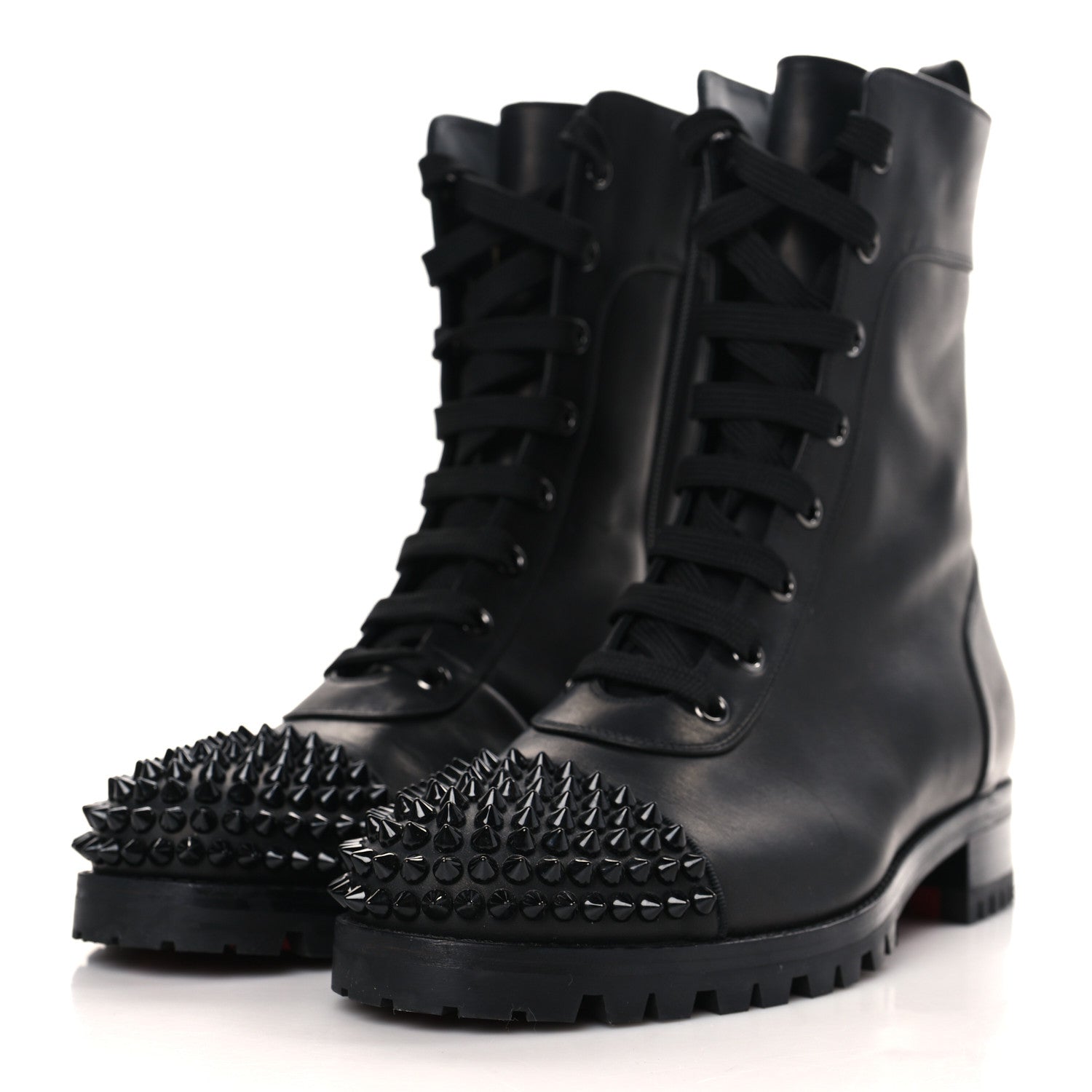 Christian Louboutin Calfskin Spikes TS Croc Flat Boots 40.5 Black 3 of 7