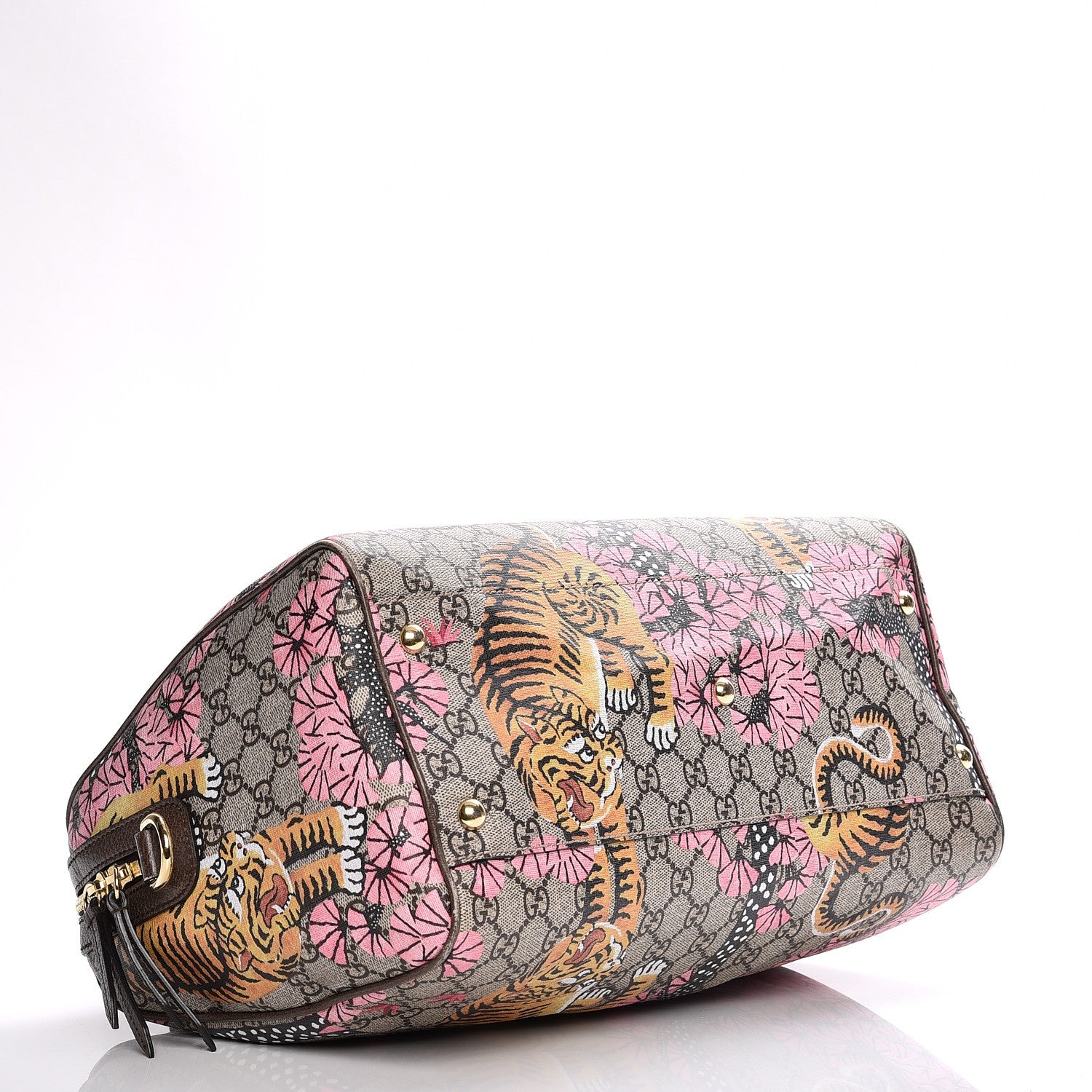 Gucci GG Supreme Monogram Bengal Medium Boston Beige PInk 4 of 14