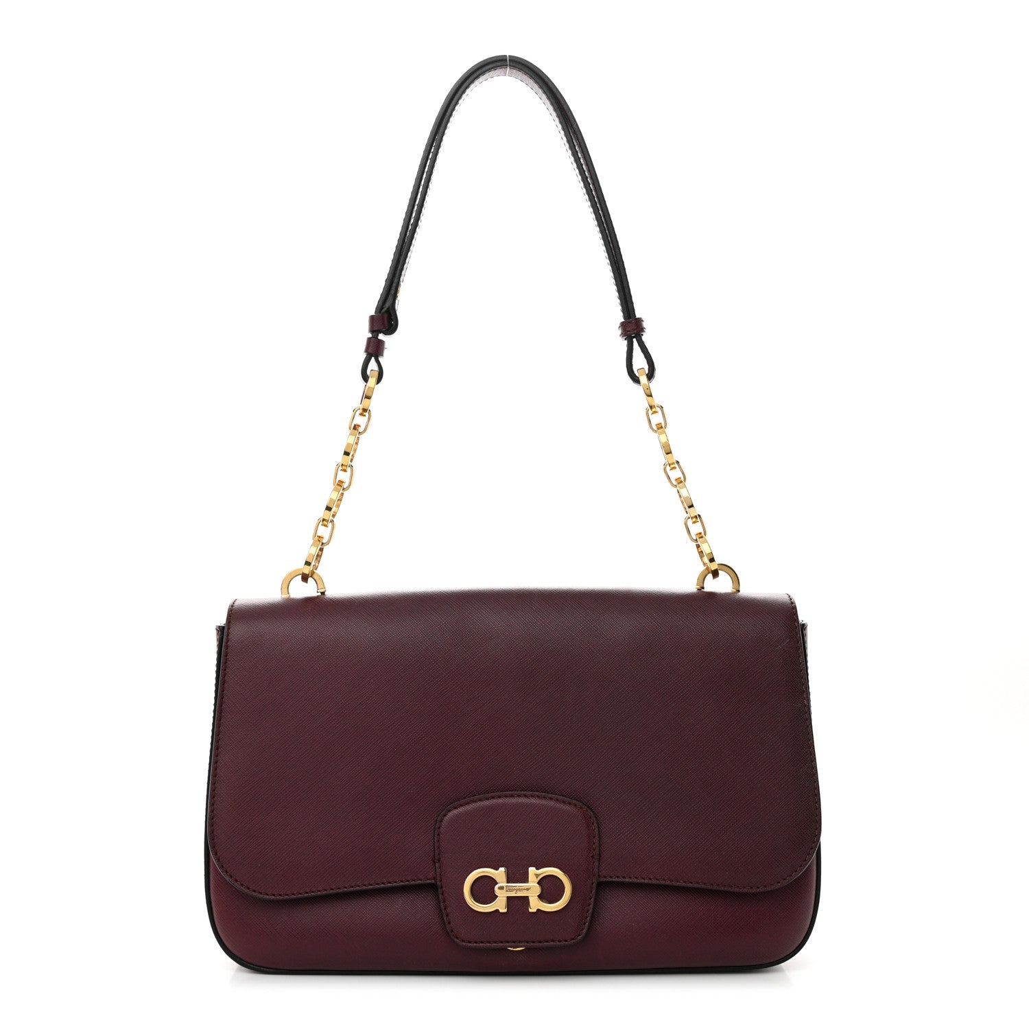 Salvatore Ferragamo Hammered Calfskin Gancini Bree Flap Barolo 1 of 13