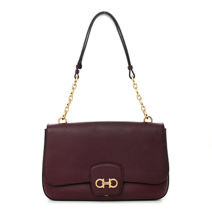 Salvatore Ferragamo Hammered Calfskin Gancini Bree Flap Barolo 1 of 13