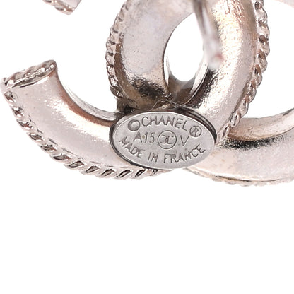 Chanel Enamel Crystal CC Earrings Silver 4 of 5