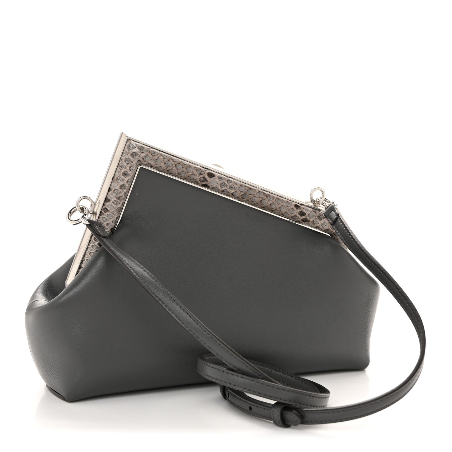 Shiny Nappa Snakeskin Small Fendi First Anthracite Asfalto