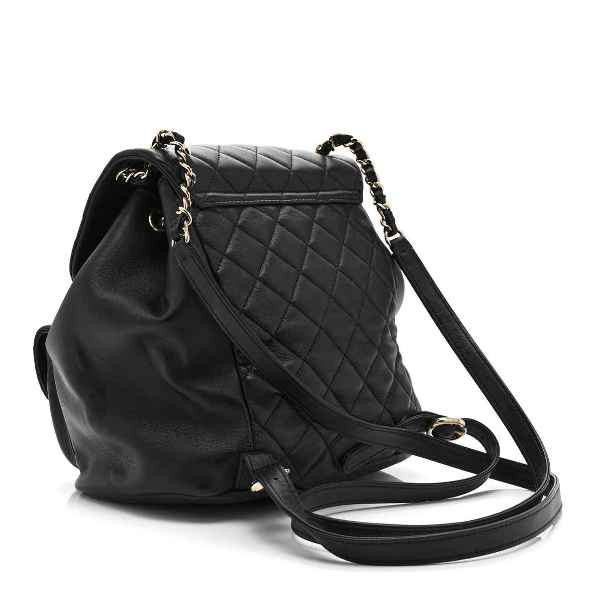 Chanel Lambskin Quilted Large Duma Drawstring Backpack Black 3 of 10