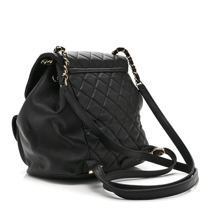 Chanel Lambskin Quilted Large Duma Drawstring Backpack Black 3 of 10