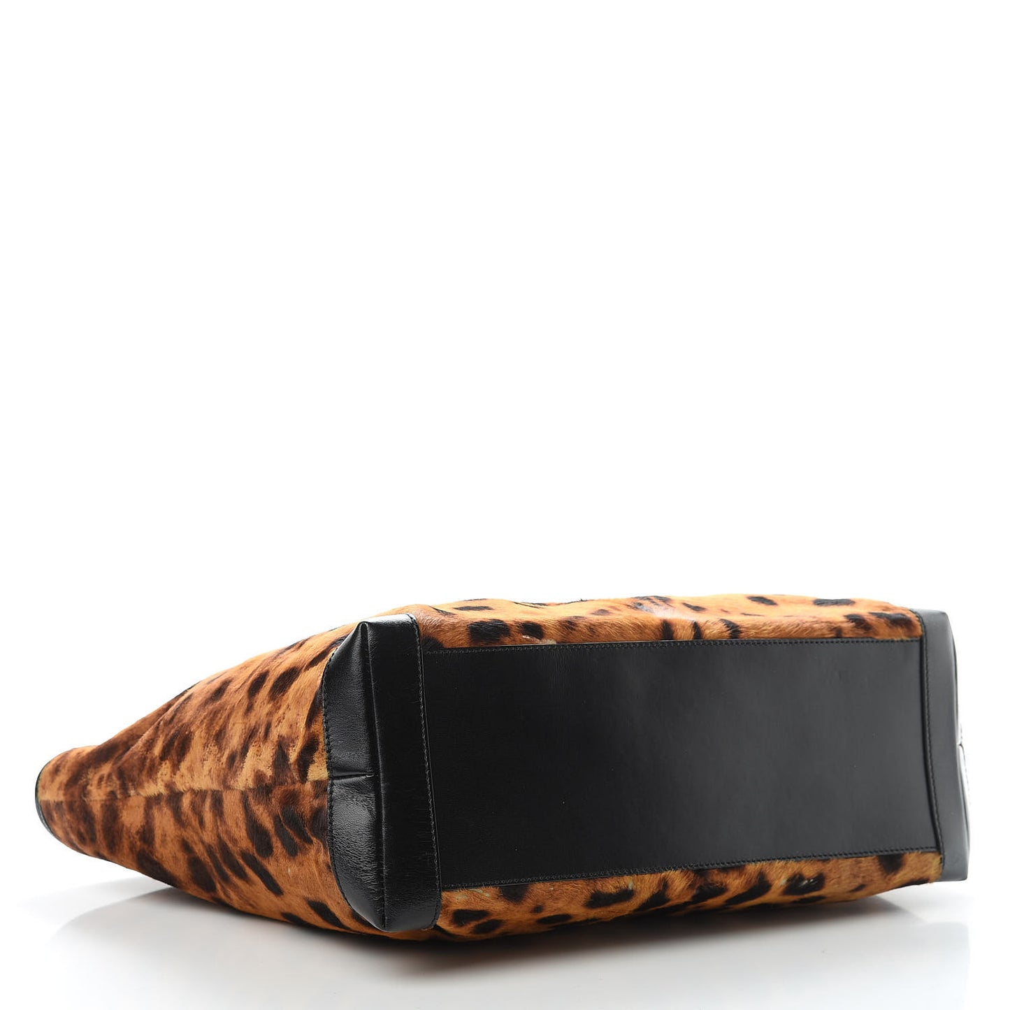 Calf Hair Leopard Print Medium Roll Tote Brown