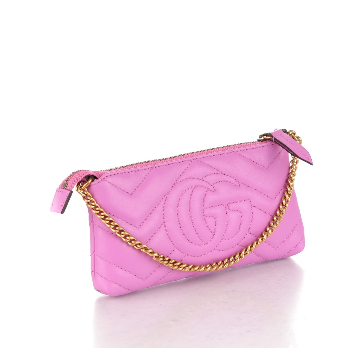 Calfskin Matelasse Mini GG Marmont Chain Bag Candy Mousse
