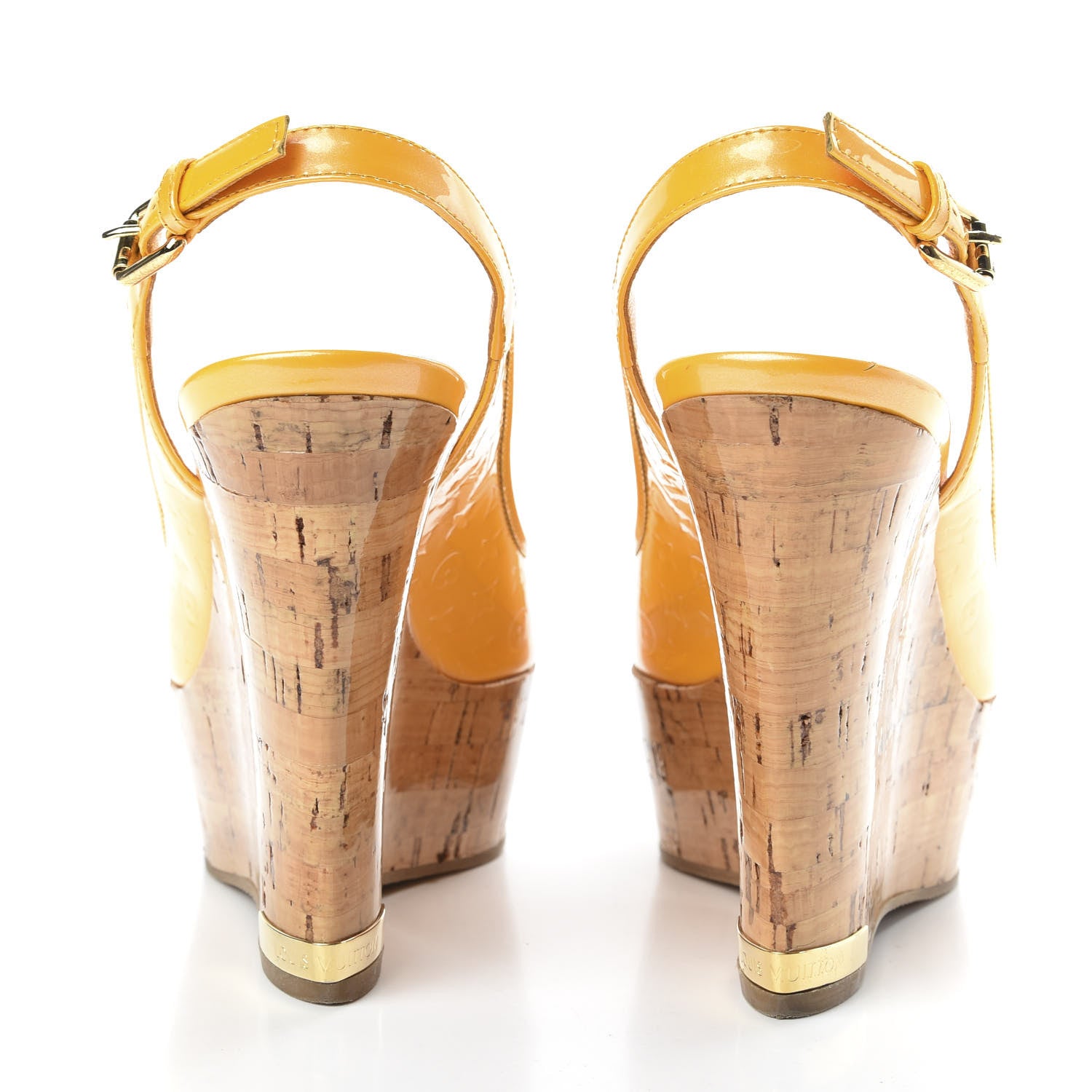 Louis Vuitton Monogram Vernis Wedge Sandal 37 Jaune Passion 6 of 10
