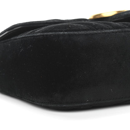 Gucci Velvet Matelasse Mini GG Marmont Shoulder Bag Black 10 of 15
