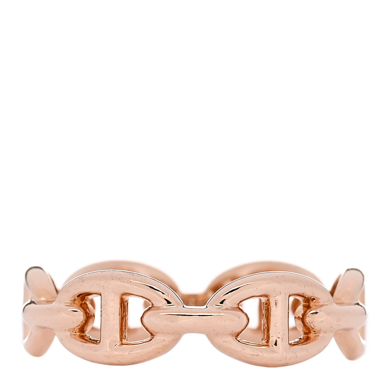 Hermes 18K Rose Gold PM Chaine d'Ancre Enchainee Ring 56 7.75 1 of 9