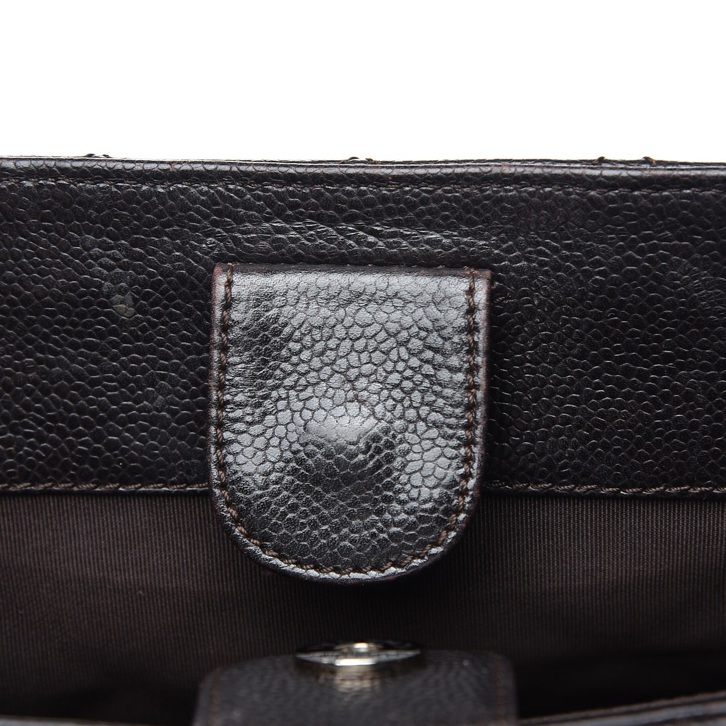 Caviar Petit Shopping Tote PST Dark Brown