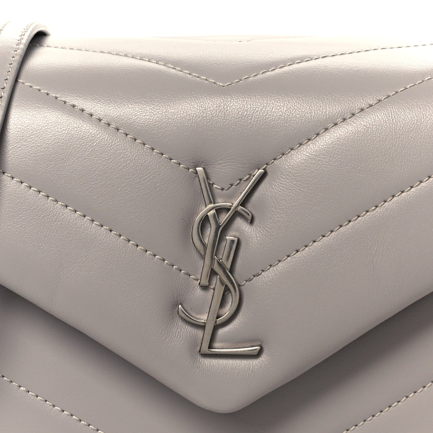 Saint Laurent Calfskin Y Quilted Monogram Toy Loulou Satchel Granite 9 of 12