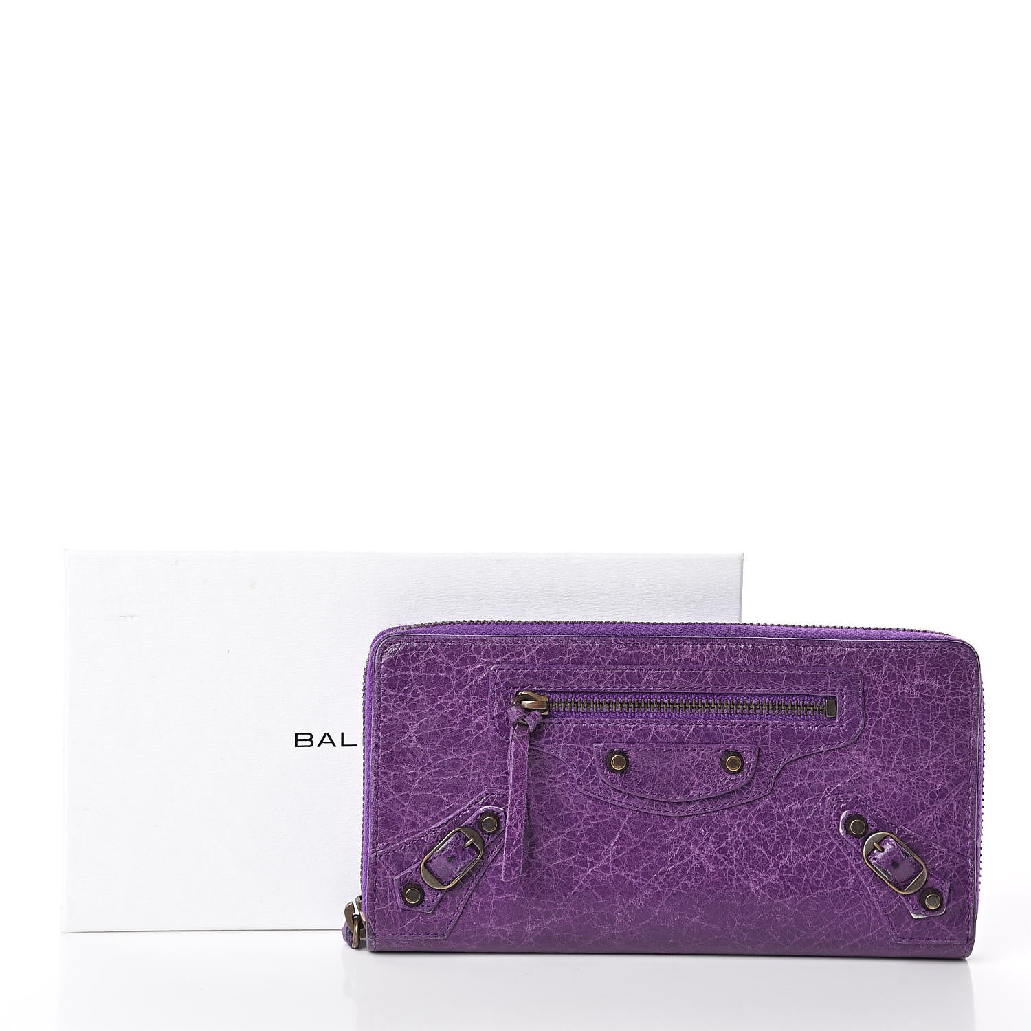 Balenciaga Agneau Classic Hardware Continental Zip Around Wallet Ultraviolet 7 of 7