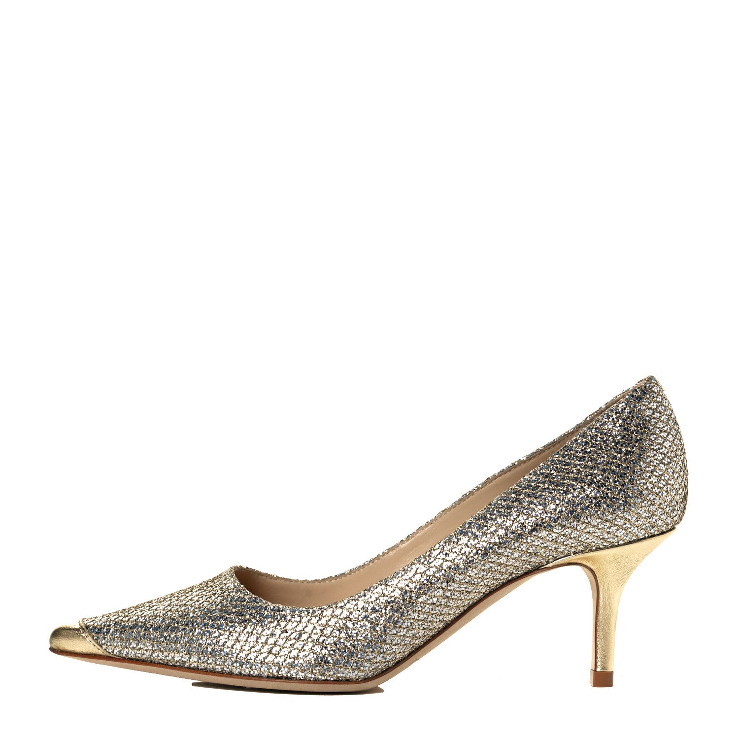 Jimmy Choo Coarse Glitter Fabric Aurora Pumps 35.5 Champagne 1 of 9