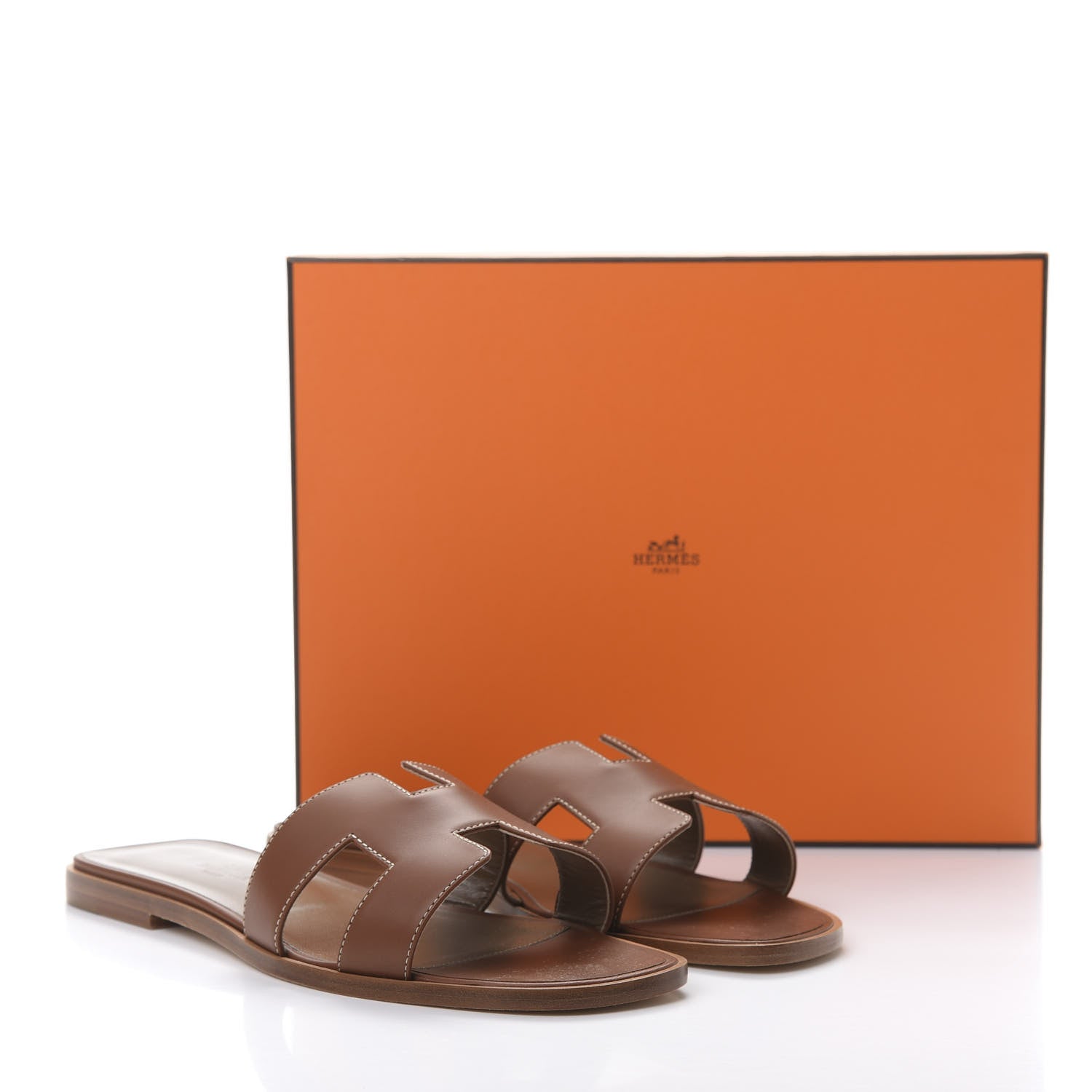 Hermes Box Calfskin Oran Sandals 40 Gold 10 of 10