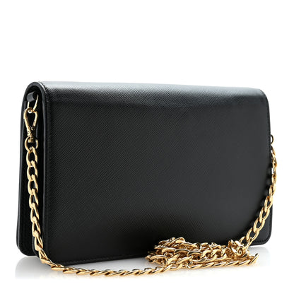 Prada Saffiano Lux Monochrome Chain Wallet Black 4 of 13