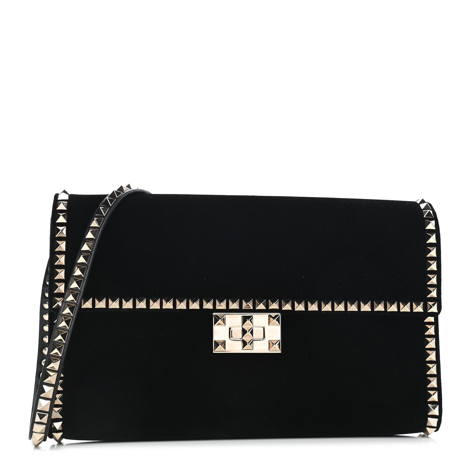 Valentino Garavani Velvet Rockstud No Limit Shoulder Bag Black 1 of 9