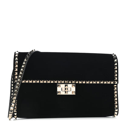 Valentino Garavani Velvet Rockstud No Limit Shoulder Bag Black 1 of 9