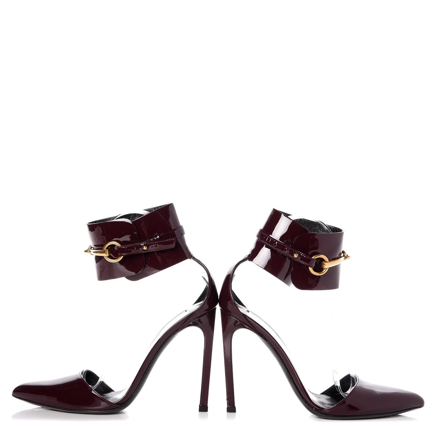 Gucci Vernice Crystal Ursula Ankle Strap Pumps 36.5 Classic Burgundy 6 of 14