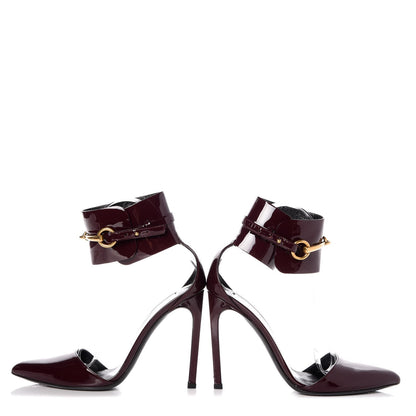 Gucci Vernice Crystal Ursula Ankle Strap Pumps 36.5 Classic Burgundy 6 of 14