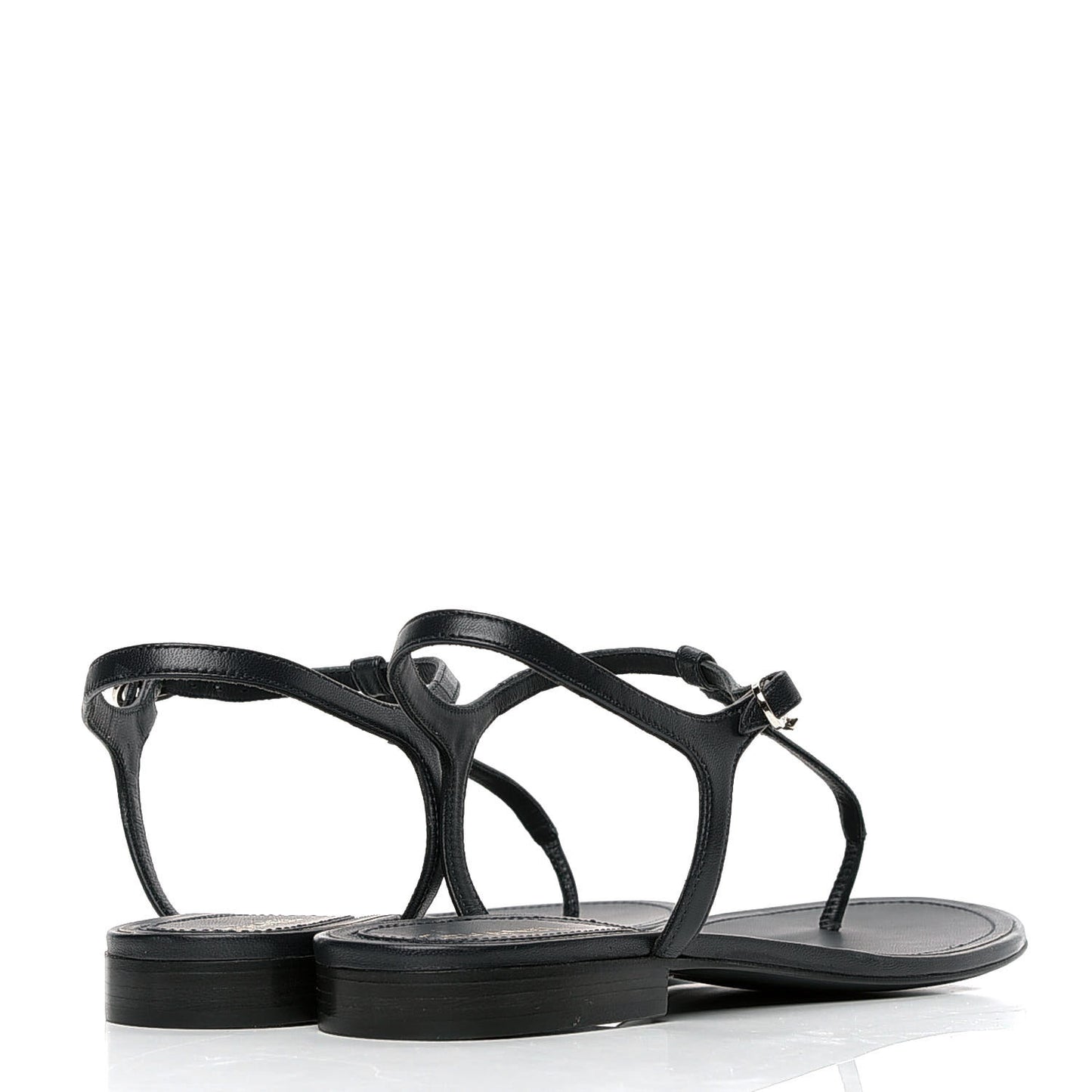 Lambskin Crystal CC Thong Sandals 41 Navy Blue