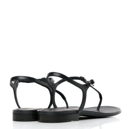 Chanel Lambskin Crystal CC Thong Sandals 41 Navy Blue 3 of 5