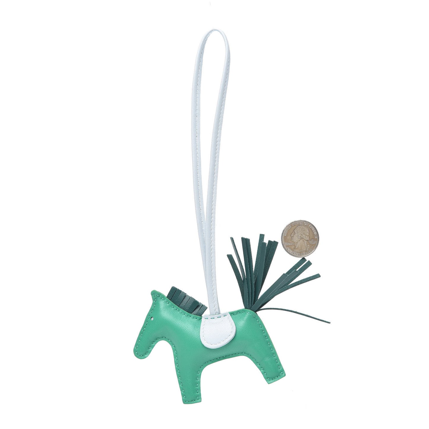 Milo Lambskin Grigri Rodeo Horse Bag Charm PM Menthe Malachite Brume