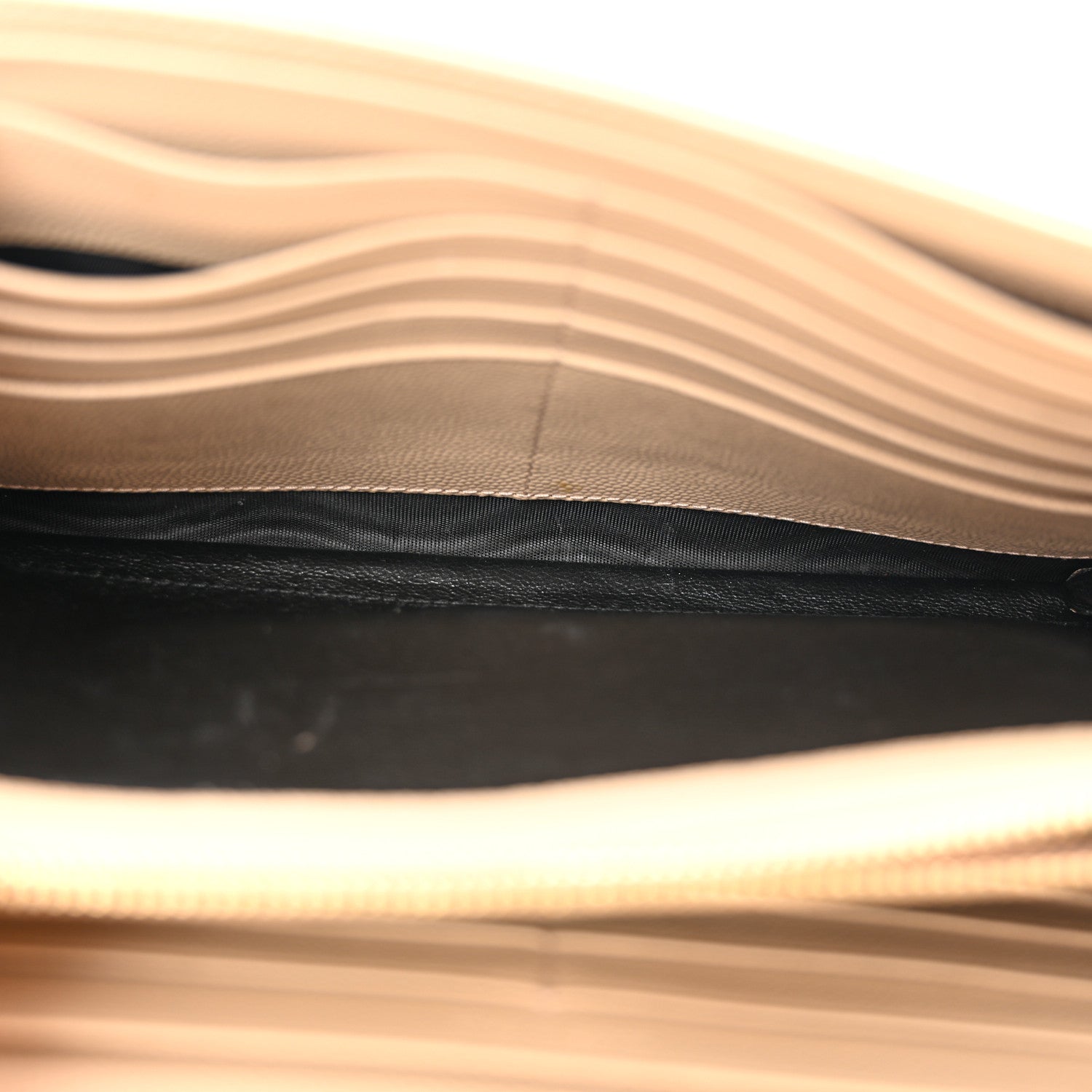 Saint Laurent Grain De Poudre Matelasse Chevron Monogram Chain Wallet Dark Beige 6 of 14