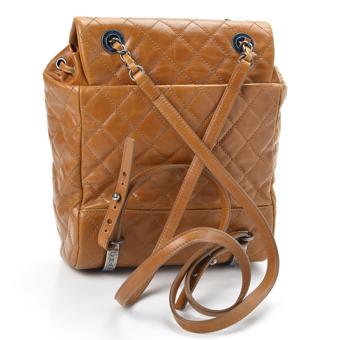 Glazed Calfskin Quilted Small Salzburg Backpack Brown