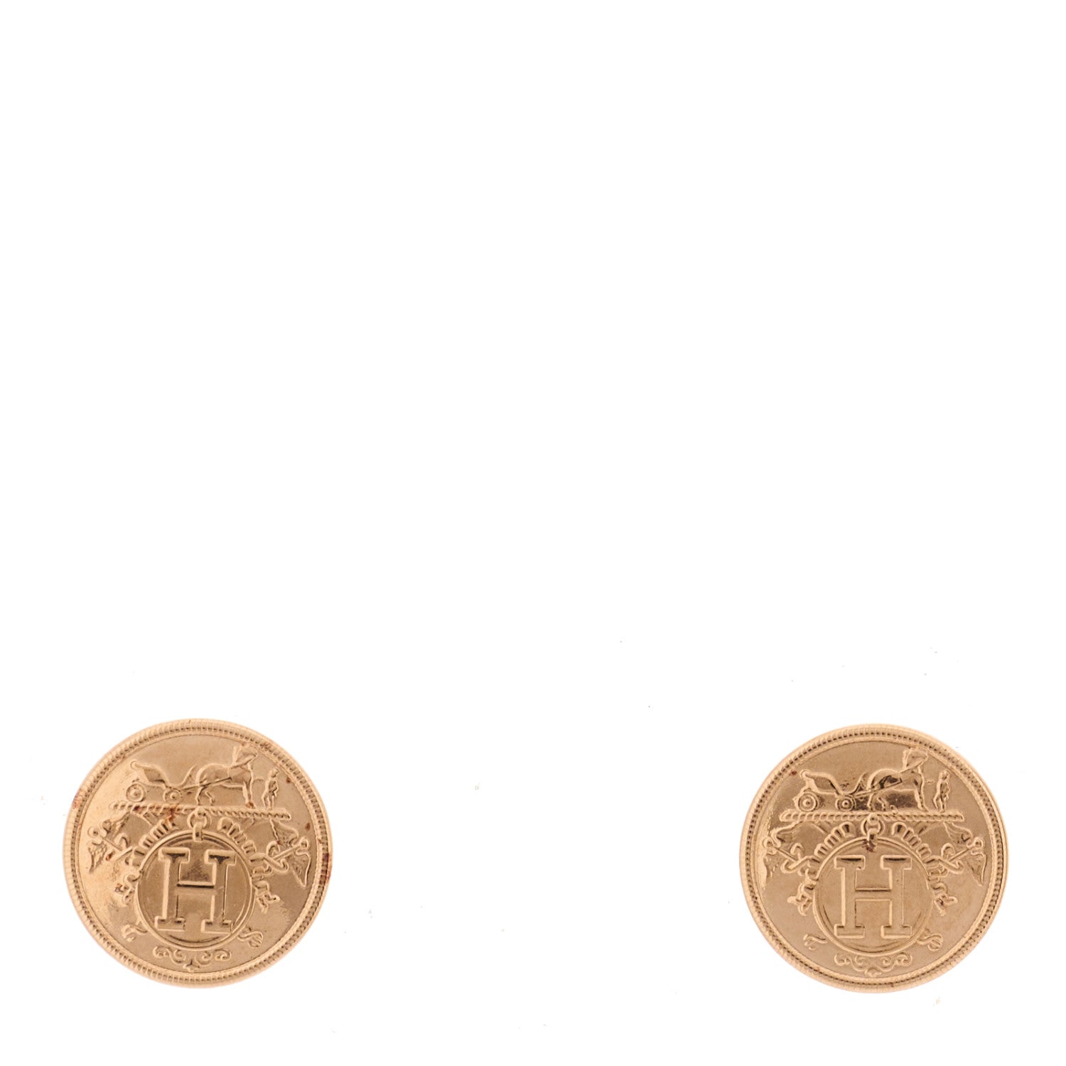 Hermes 18K Rose Gold TPM Ex-Libris Stud Earrings 1 of 5