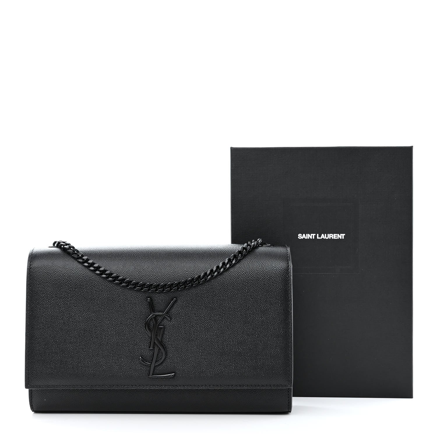 Saint Laurent Grain De Poudre Medium Classic Monogram Monochrome Kate Satchel Black 11 of 11