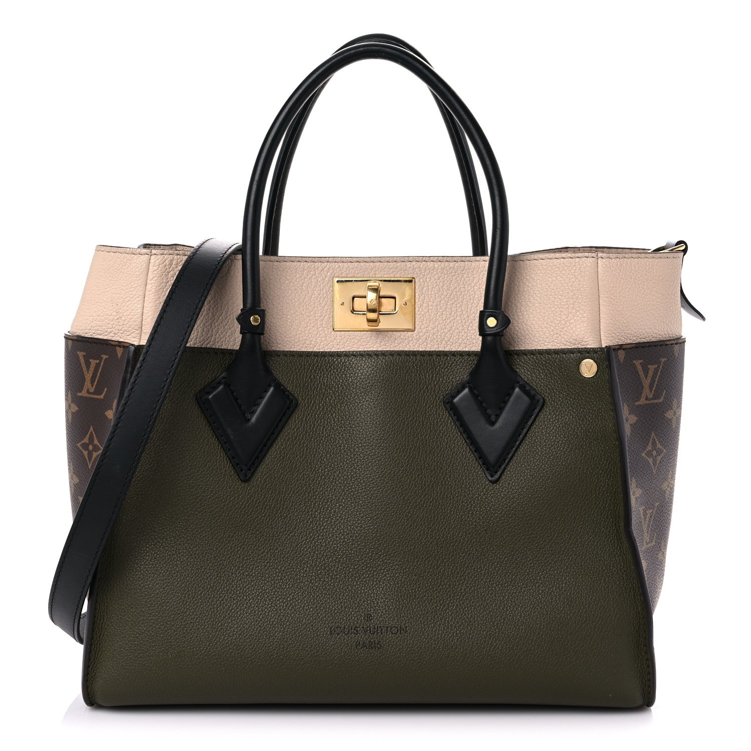 Louis Vuitton Calfskin Monogram On My Side MM Laurier Green Toffee Latte Beige 1 of 21