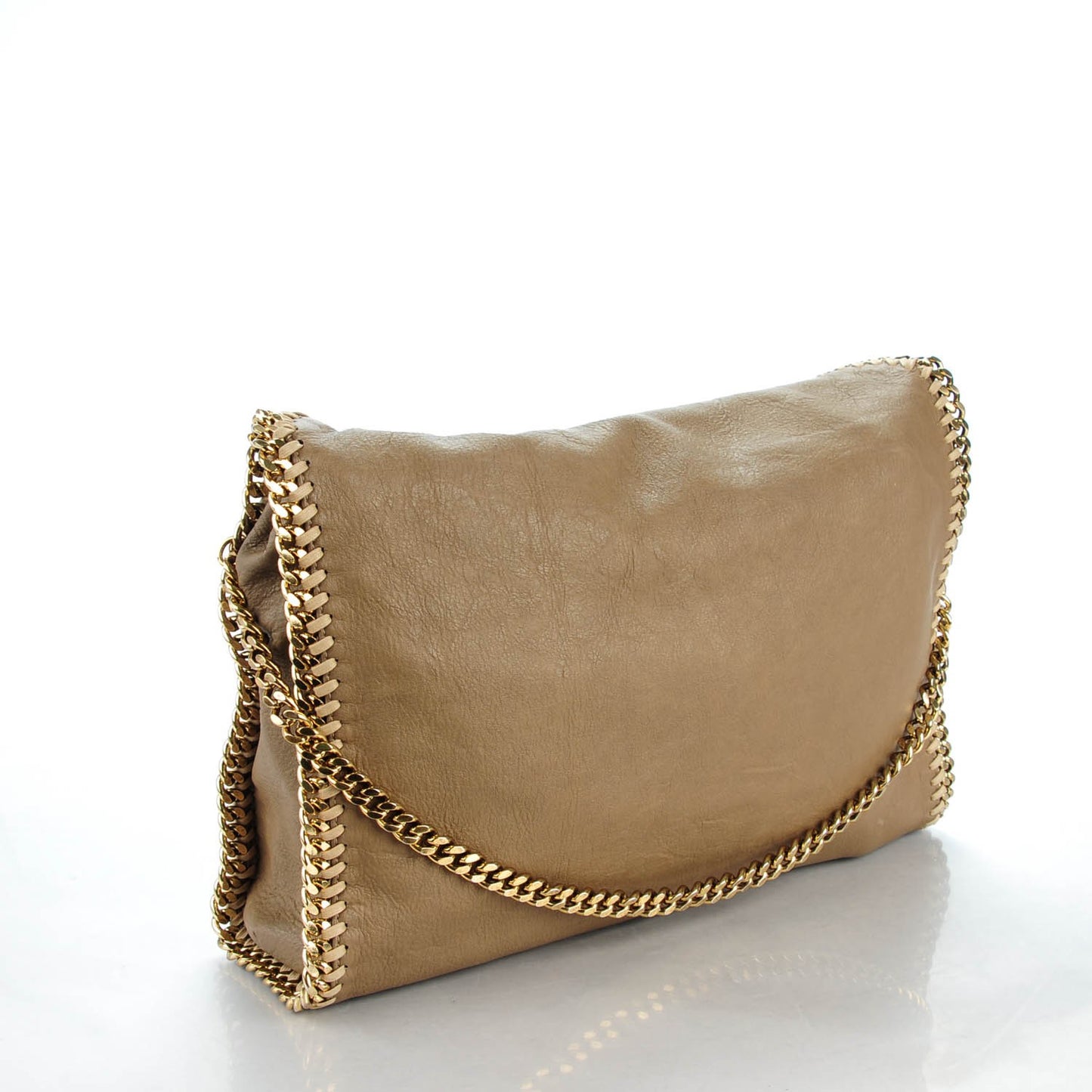 Faux Leather Falabella Fold Over Tote Brown