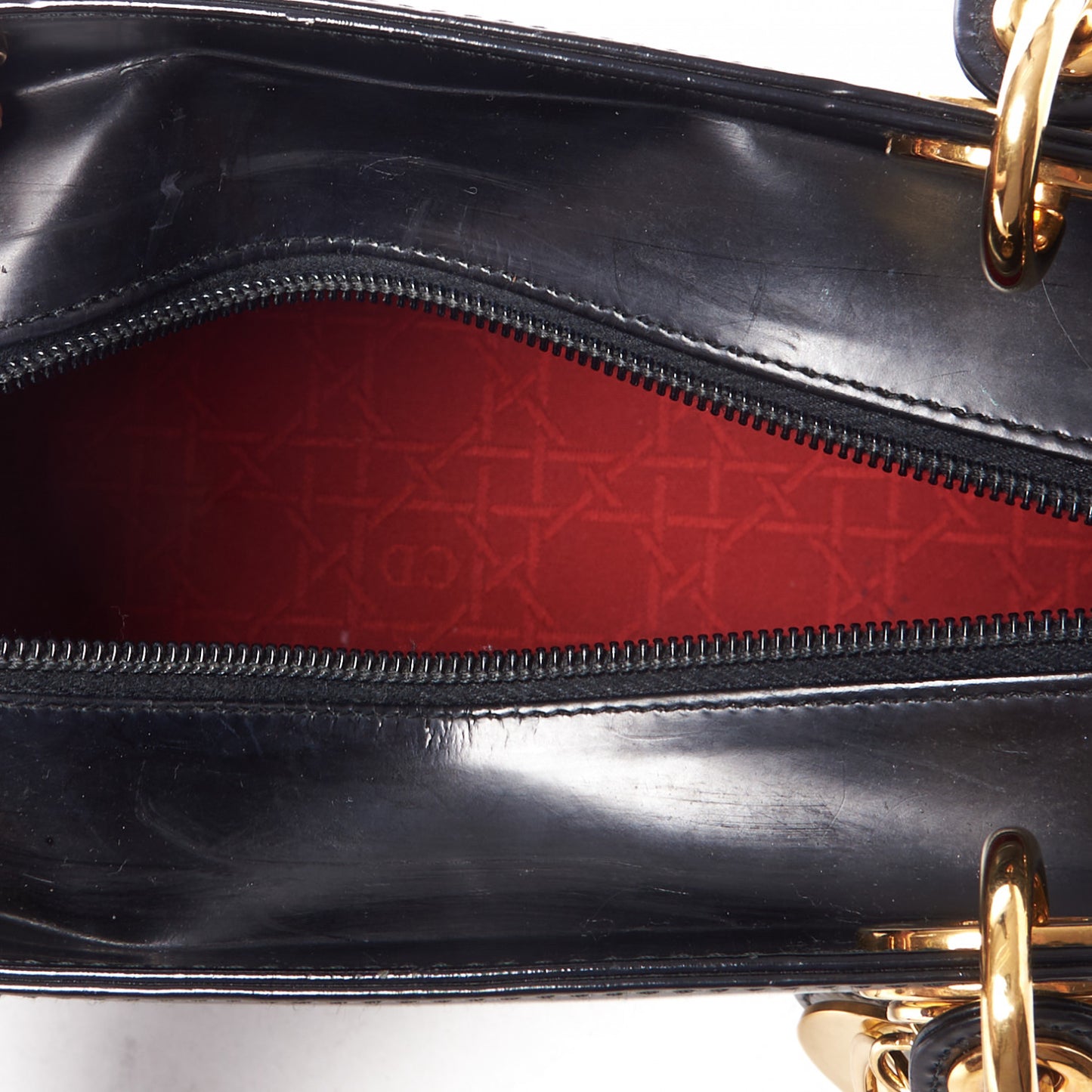 Glazed Calfskin Medium Lady Dior Black