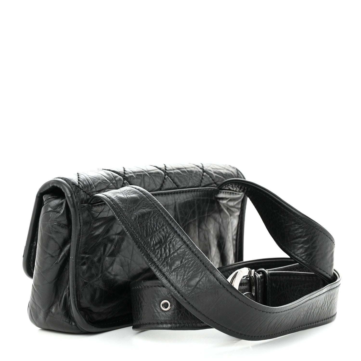 Chanel Distressed Lambskin Messenger Flap Bag Black 2 of 12