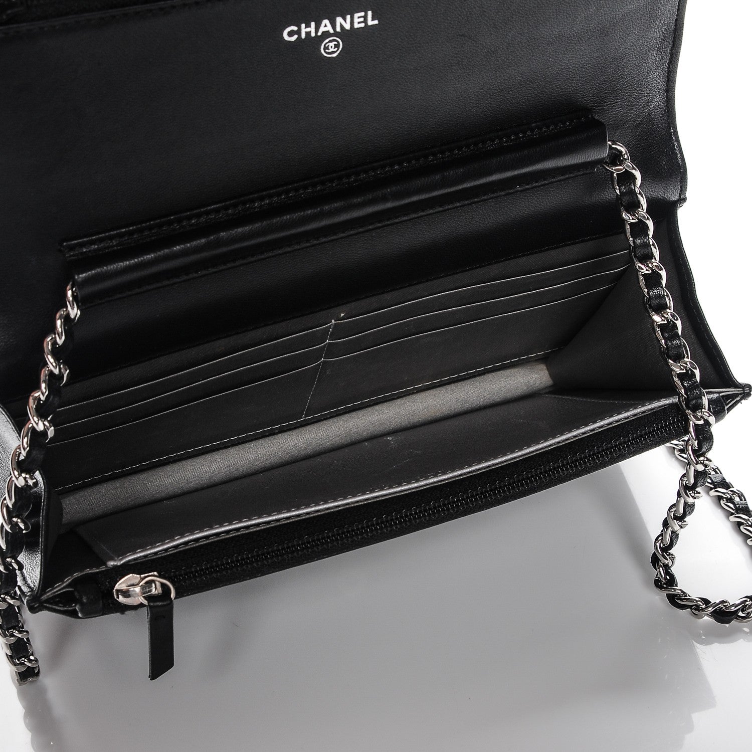 Chanel Lambskin Camellia Wallet on Chain WOC Black 6 of 7