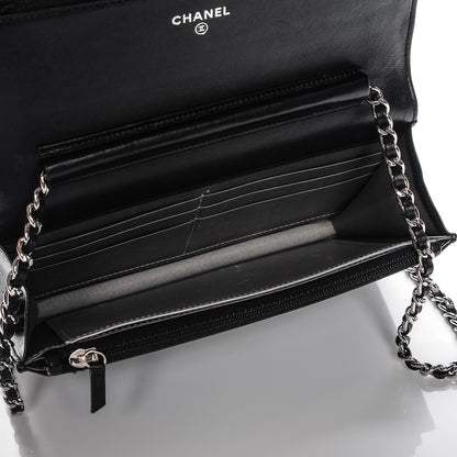 Chanel Lambskin Camellia Wallet on Chain WOC Black 6 of 7