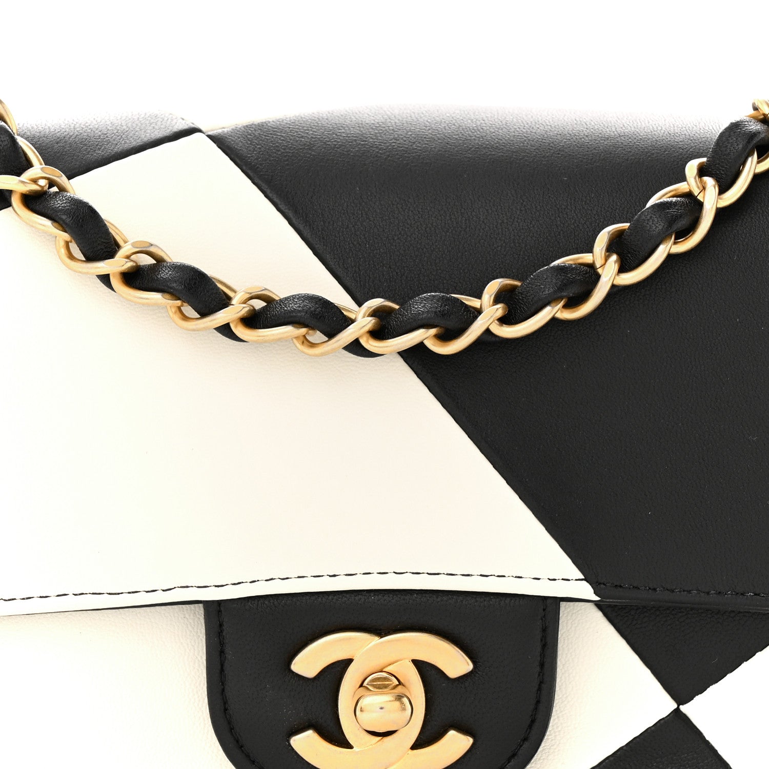 Chanel Lambskin Geometric Patchwork Mini Flap Black White 8 of 15