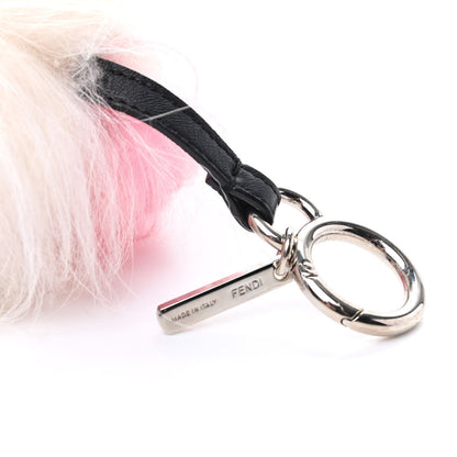 Fendi Fox Mink Goat Fur Nappa Karlito Bag Charm Black White Rosa 4 of 4