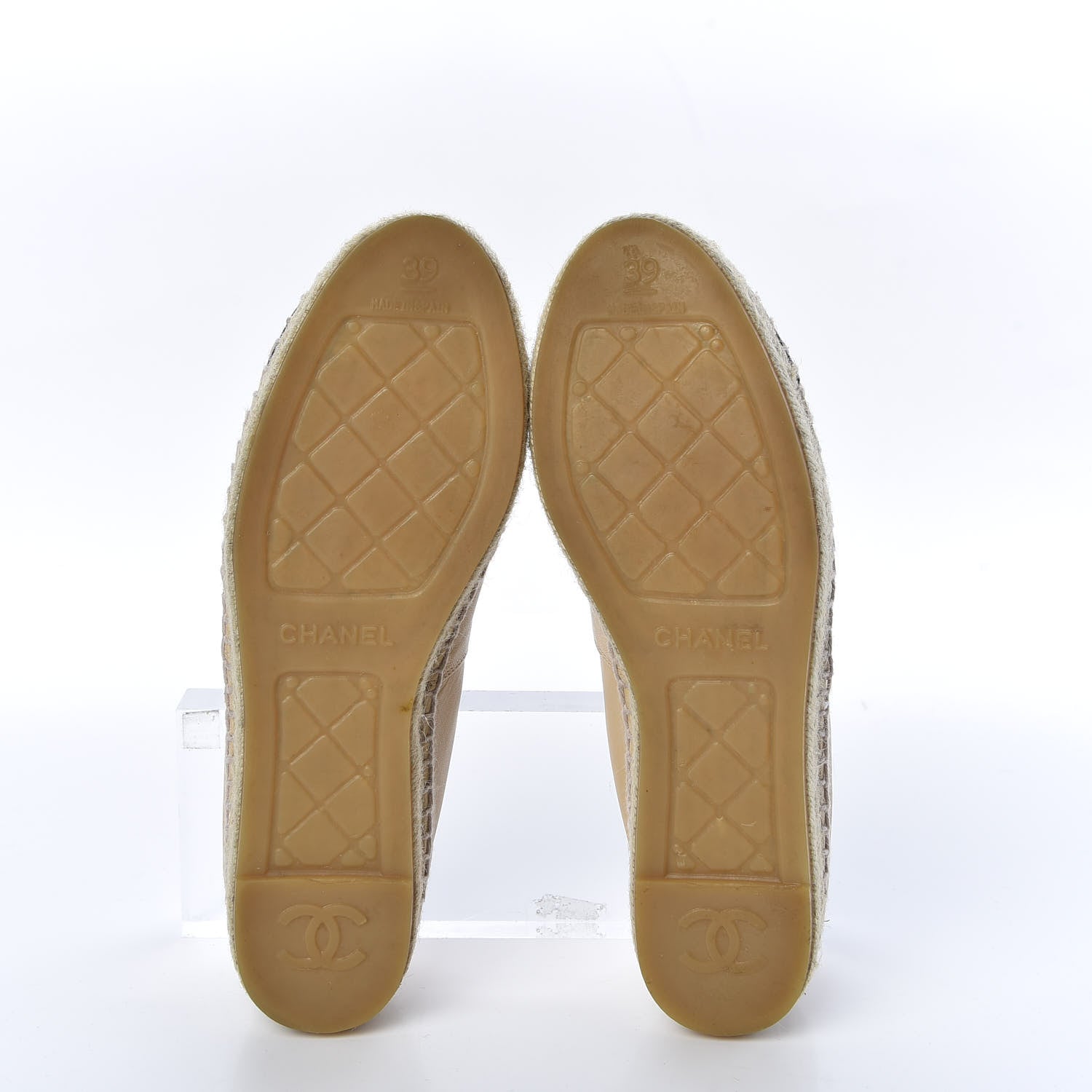 Chanel Lambskin CC Espadrilles 39 Beige Black 5 of 11