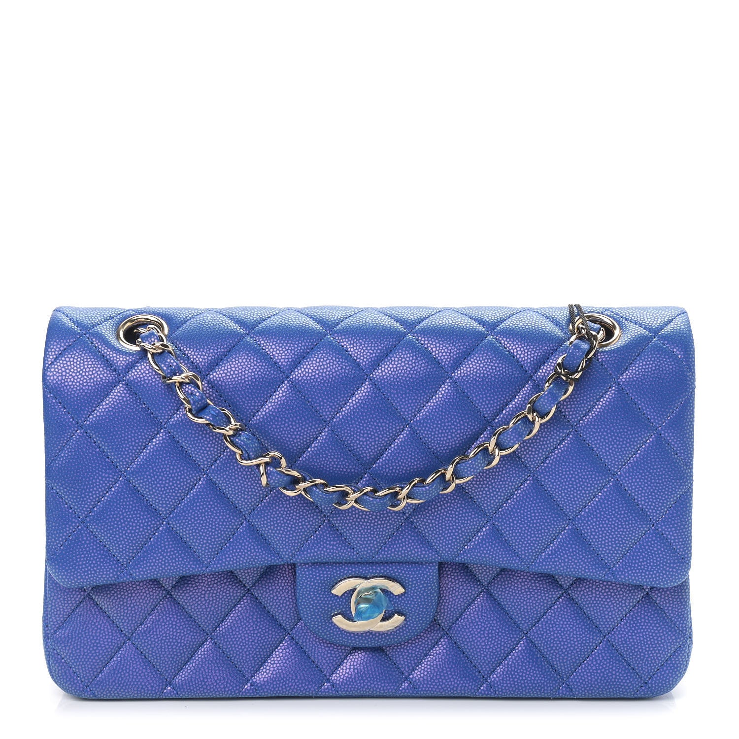 Chanel Iridescent Caviar Quilted Medium Double Flap Blue 1 of 9
