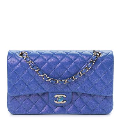 Chanel Iridescent Caviar Quilted Medium Double Flap Blue 1 of 9